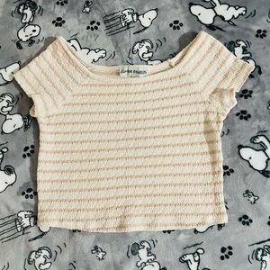 Almost Famous Tan Cream Cropped Top Size XS